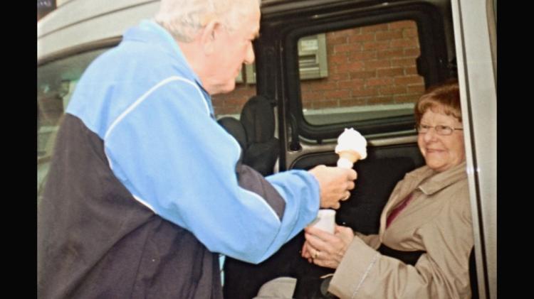 Peter and Christine Byrne enjoying an ice cream cone