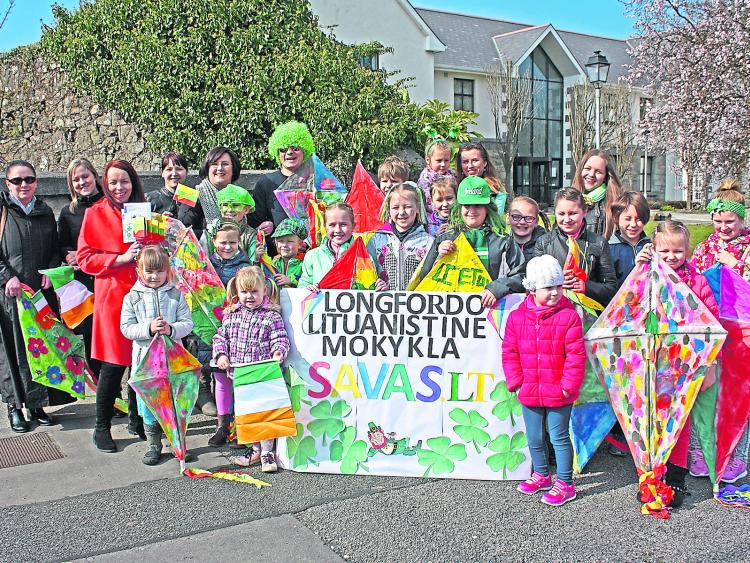 Flying the Lithuanian flag in Longford town