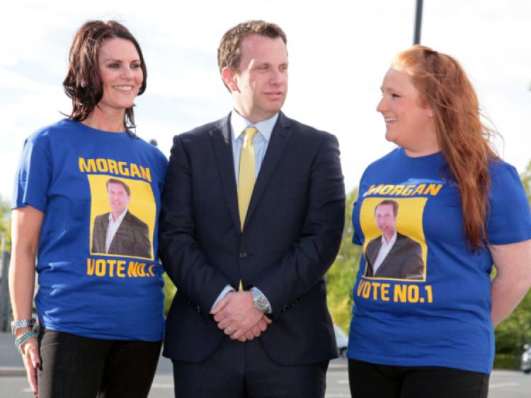 Longford Independent by-election candidate, James Morgan, with Deirdre Monaghan and Marie Casserly. Photo: Shelley Corcoran