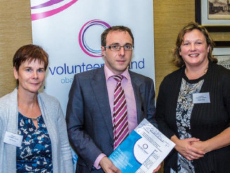 Terri Doherty and Angela Killion, Longford Volunteer Centre pictured  with Robert Troy TD at Volunteer Ireland and local Volunteer Centres Annual TD Engagement Event. Photo: Mark Cummins