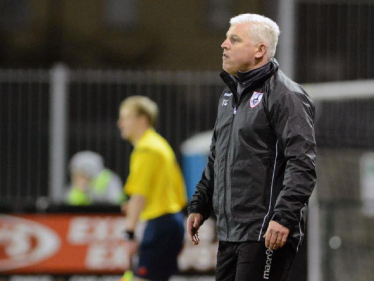 Longford Town manager Tony Cousins will be looking for a response from his players following their 4-2 loss to Galway United, which leaves the club just four points clear of the relegation play-off spot. Photo: Ciaran Culligan