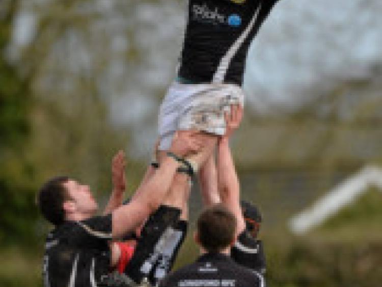 21 April 2013; Clifford Richardson, Longford, takes the ball in the lineout against Tullamore. Provincial Towns Cup Final, Tullamore RFC v Longford RFC, Edenderry RFC, Edenderry, Co. Offaly. Picture credit: Matt Browne / SPORTSFILE
