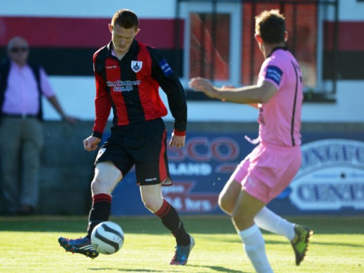 Gary Shaw on the ball for Longford Town against Wexford Youths on Saturday evening last at City Calling Stadium in the League of Ireland First Division. Photo: Ray Donlon