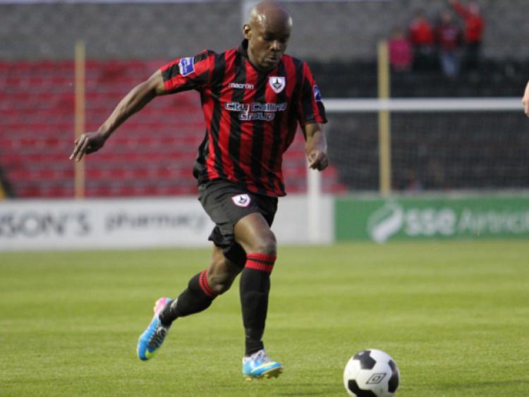 Etanda Nkololo, who scored a wonderful winning goal for Longford Town lin the league game against Waterford United on Friday night last.