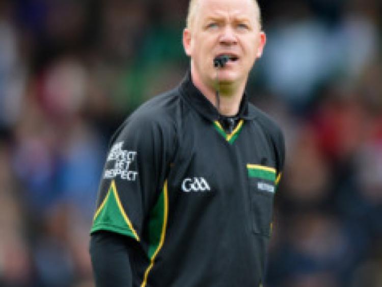Referee Derek Fahy pictured during the Senior Football Championship Final on Sunday last at Pearse Park. Photo: Ray Donlon/www.raydonlon.ie