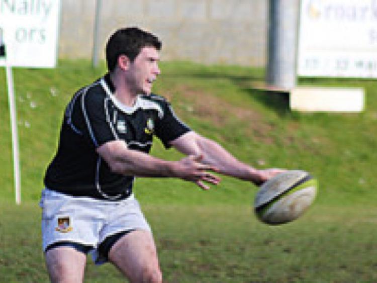 Colm Glynn, pictured in action for Longford RFC against Naas in the Provinical Towns Plate game at CPL Park on Sunday last. In what was his last game for the club as he retires, Glynn went out with a bang by scoring all of Longford's 19 points in the narrow defeat.  Photo: Gary Nolan.