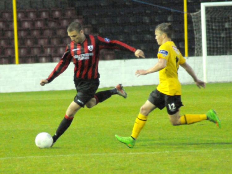Rhys Gorman on the ball for Longford Town against Derry City. Action from the Premier Division league game at City Calling Stadium on Saturday night last.  Photo: Declan Gilmore