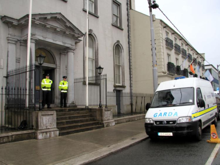 There was a heavy garda presence ahead of the hearing.
