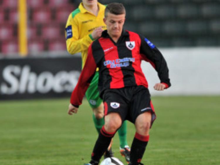 Longford Town player Daniel Purdy lets the ball go against Finn Harps at City Calling Stadium in the League of Ireland First Division on Saturday evening last . Photo: Ray Donlon