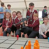 Cloontagh NS pupils with robot Picture: Shelley Corcoran