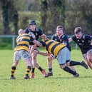 Longford's Man of the Match Shane McGuigan bursts into the Newbridge defence with support from Alan Crowe , Seamus McKeon and Ryan McHugh Photo: Gary Nolan