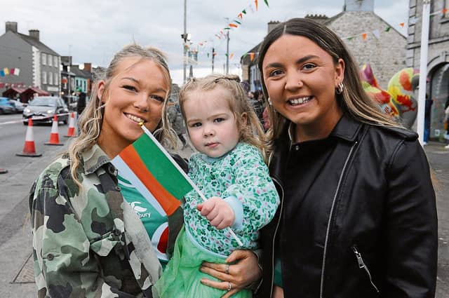 Niamh Kennedy, Kelly Coy and Grace Cullen enjoying the atmosphere at the St Patrick's Parade in Ballymahon last year