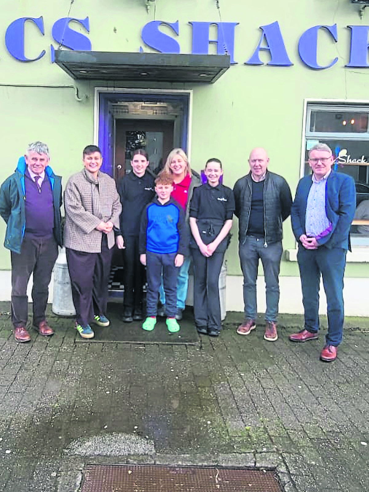 MEP Maria Walsh at Mac's Shack in Kenagh with her Fine Gael colleagues Cllr Martin Skelly, Cllr Paul Ross and Deputy Micheál Carrigy on Thursday, February 19