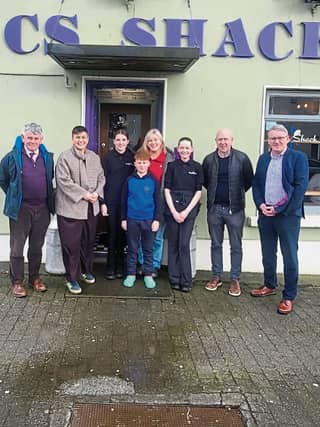 MEP Maria Walsh at Mac's Shack in Kenagh with her Fine Gael colleagues Cllr Martin Skelly, Cllr Paul Ross and Deputy Micheál Carrigy on Thursday, February 19