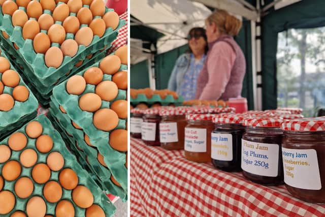 Fresh eggs from Shirley O’Halleran of the O'Halleran Family Farm, and homemade jams, baked breads and treats from Lorna Matthews of LM Baking