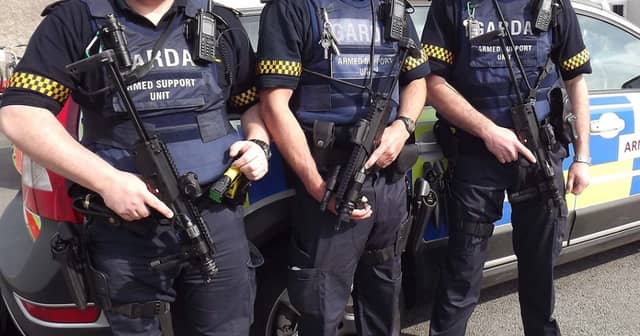 Armed Gardai on duty.