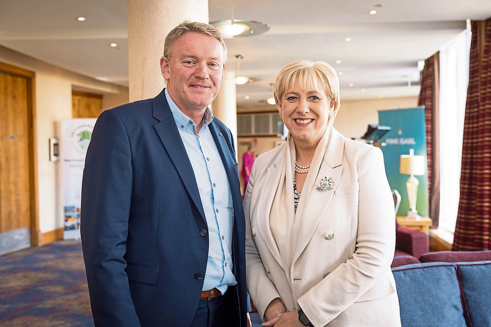 Longford TD Micheál Carrigy and Fine Gael presidential candidate Heather Humphreys pictured at an event in Granard last year