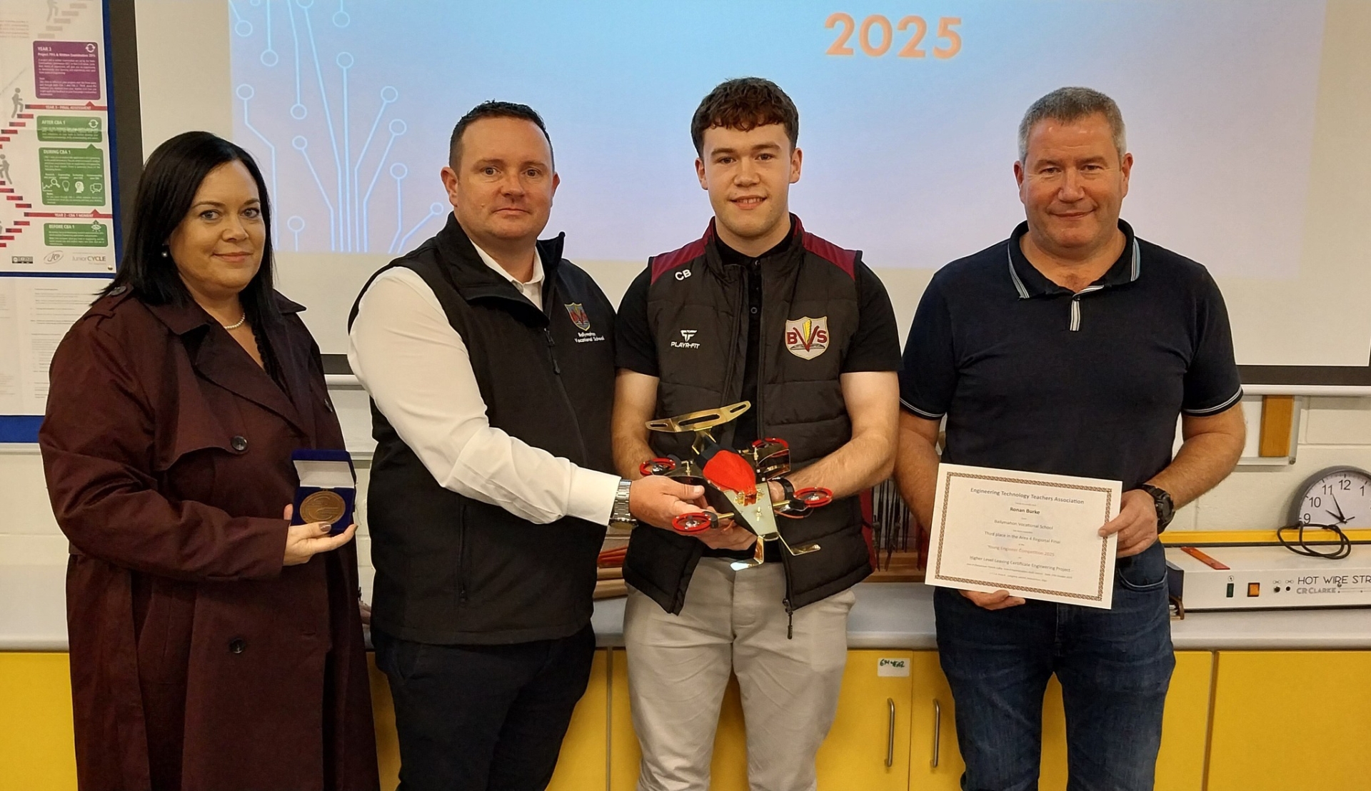 Ballymahon VS Leaving Certificate student Ronan Burke who secured third place in the 2025 Engineering Technology Project category in the Engineering & Technology Teachers’ Association (ETTA) Area 4