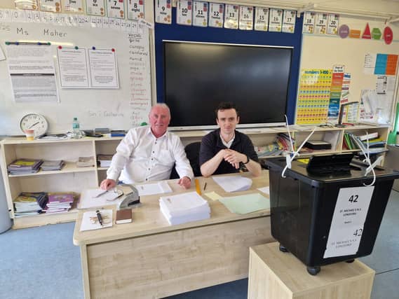 Poll clerks at St Michael's, Peter Creamer and Colm Murtagh