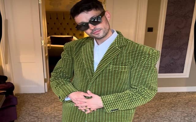 Pictured: The personality's Dart-inspired blazer turned heads at the Platinum VIP Style Awards. Image from James Kavanagh's Instagram