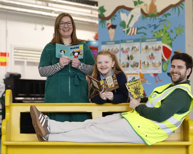 Pupils at Our Lady Immaculate School, Darndale, in Dublin 17 join the celebrations for World Book Day Ireland taking place on Thursday, 6th March.