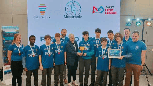 The St Mel's College, Longford Lego Robotics team won 1st place for best Robot design and Innovation at the Lego First League Challenge