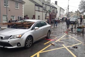 Serious damage was caused property and cars in Leitrim Village this lunch time when a tornado struck.