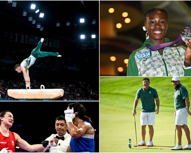 Clockwise from top left: Rhys McClenaghan, Rhasidat Adeleke, Kellie Harrington, Rory McIlroy and Shane Lowry.