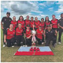The Gibraltar Women’s National Team Cricket team that won the Central European Cup on Sunday in Prague, including Rosaleen Reilly, a native of Kilsarn, Mullahoran who was a member of the winning team