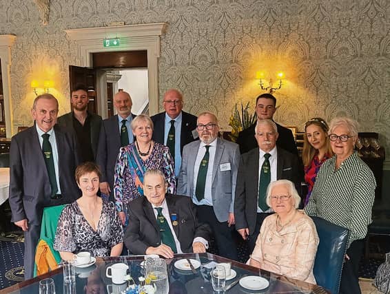 Connie and Rose O’Ferrall pictured with family and Farrell Clan members after the presentation of the Order of Merit Award at the Clans of Ireland Cultural Summit and AGM on Saturday, April 13