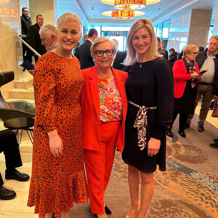MEP Maria Walsh, MEP Frances Fitzgerald and Nina Carberry at today's selection convention in Athlone Picture: X @FitzgeraldFrncs