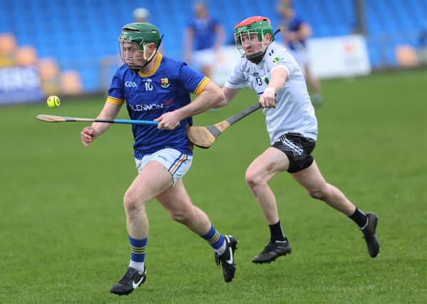 Reuben Murray on the attack for Longford against Warwickshire in the NHL Division 3B semi-final at Glennon Brothers Pearse Park on Saturday Photo: Syl Healy