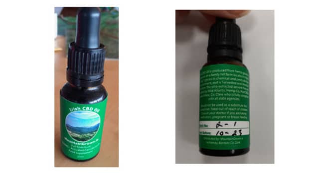 The batch of MountainGrown.ie Irish CBD Oil is being recalled due to the presence of unsafe levels of delta-9-tetrahydrocannabinol (∆9THC)