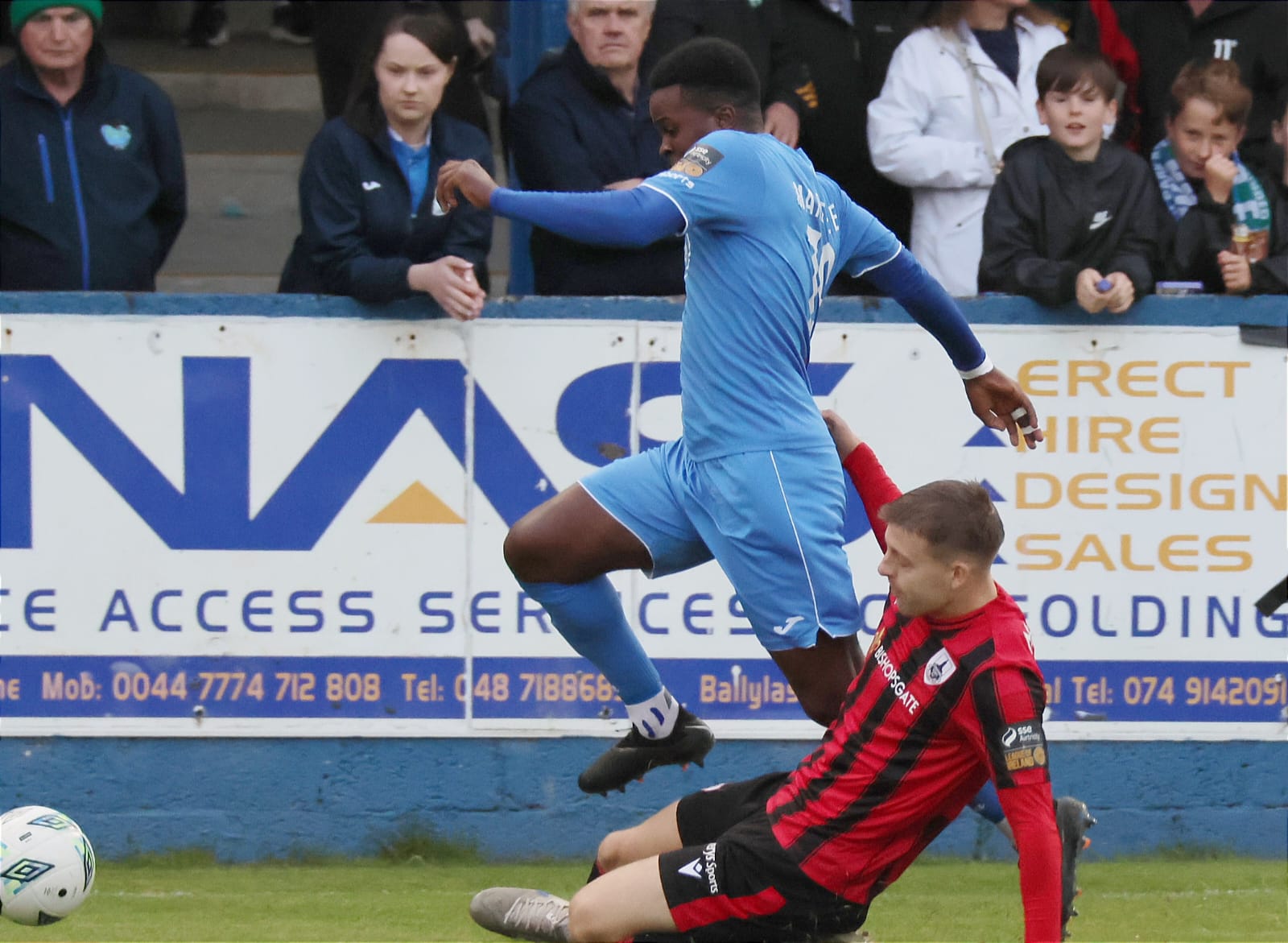 Action from the Finn Harps v Longford Town First Division league clash in Ballybofey on Friday night