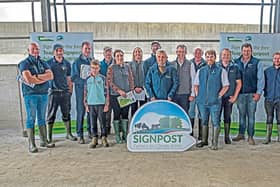 A group of attendees at the farm of Signpost farmer Patrick O’Neill, Mostrim, Co Longford on Tuesday, June 27 for the launch of the Signpost Advisory Programme in the Teagasc Advisory Region, Roscommo