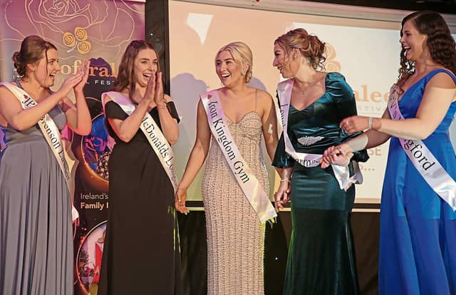 Grace Kemple (centre) after it was announced that she is the Longford Rose Pic: Shelley Corcoran