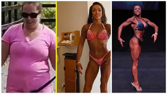 Drumlish woman Orla Brady, pictured before and after her weight loss journey, who will be flying the Longford and Irish flag at this weekend's IFBB European Championships in Spain