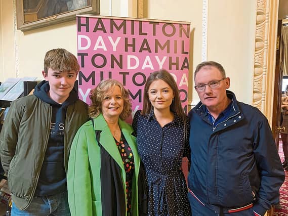 Olivia, pictured with her brother Daniel and her parents Mary and John at the awards ceremony