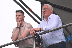 RTE analysts, Longford's Mickey Quinn and Kerry's Pat Spillane, during the Derry v Galway All-Ireland SFC semi-final at Croke Park Picture: Ramsey Cardy/Sportsfile