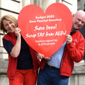 Irish Heart Foundation Resuscitation Manager, Brigid Sinnott, with Community First Responders (CFR) Ireland chairperson, John Fitzgerald. Photo: Justin Farrelly.