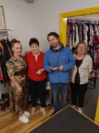 Carmel Mimnagh, Shop Tus Participant; Martha Byrne Shop Volunteer; Paddy Maher Shop Manager and Rose Carrig Shop Volunteer