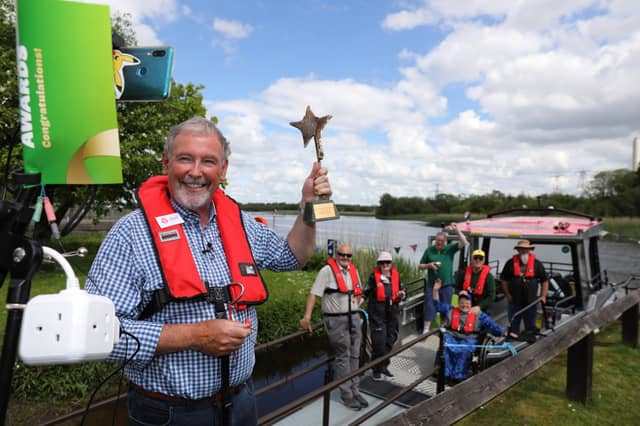 Lough Ree Lanesboro Angling Hub were winners of the Good Cause of the Year Award at the National Lottery Good Causes Awards. Alan Broderick (with trophy) and other club members celebrate