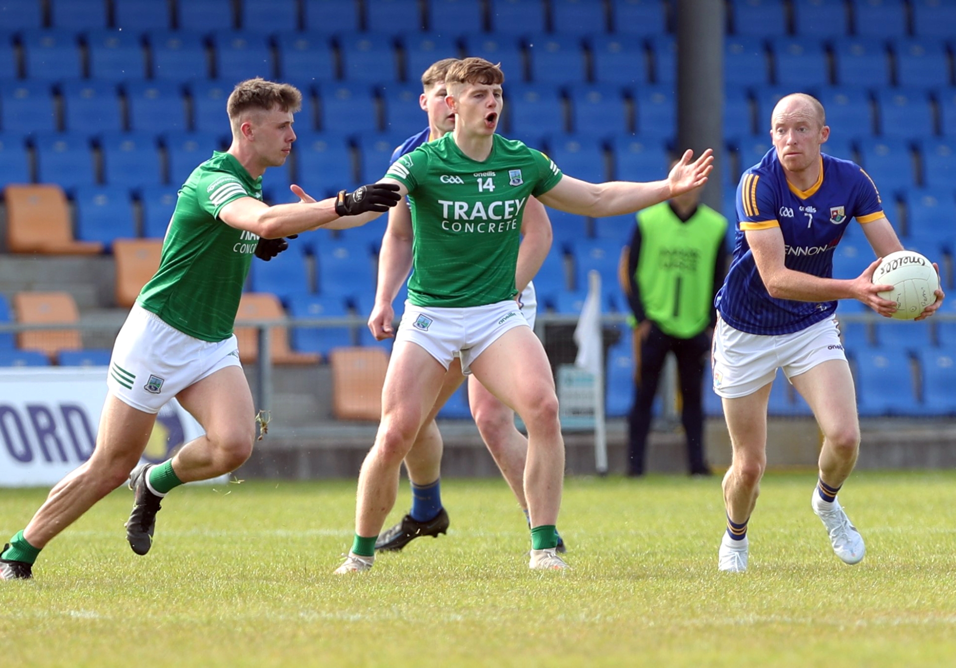 Barry O'Farrell on the ball for Longford against Fermanagh in the Tailteann Cup Round 1 game at Glennon Brothers Pearse Park Photo: Syl Healy