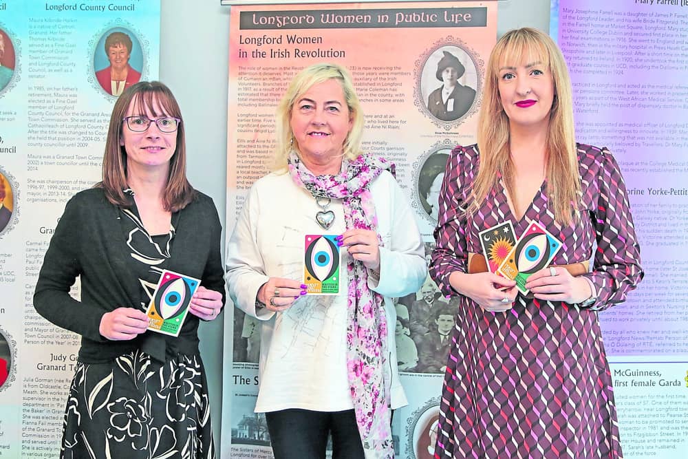 Poets Imelda Kilmurray, Mags McKenna and Shelley Corcoran pictured in Edgeworthstown community library for the Poetry Day event organised by Longford Writers Group