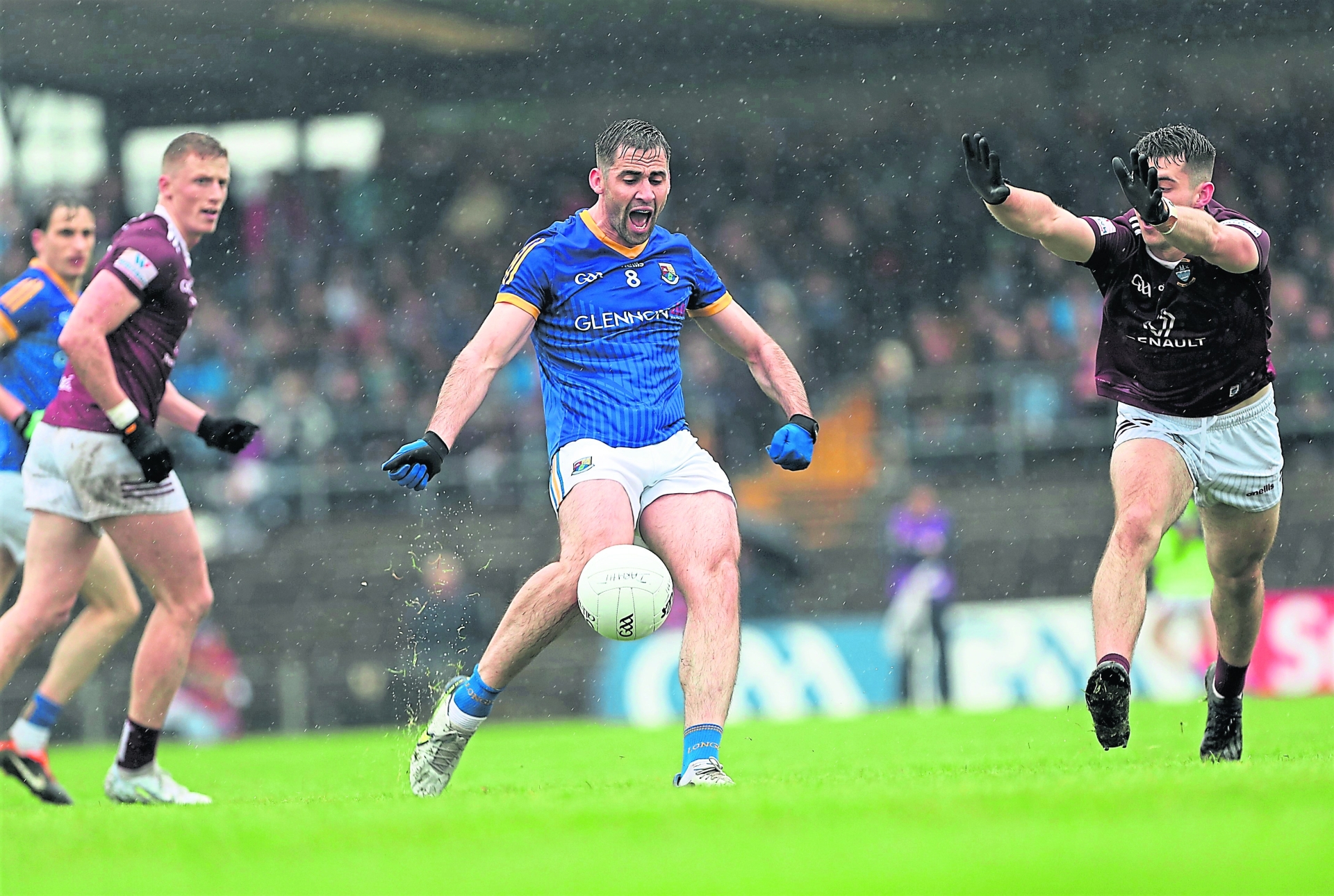 Kevin Diffley pictured in action for Longford against Westmeath in the Leinster SFC quarter-final on Saturday evening last Photo: Syl Healy