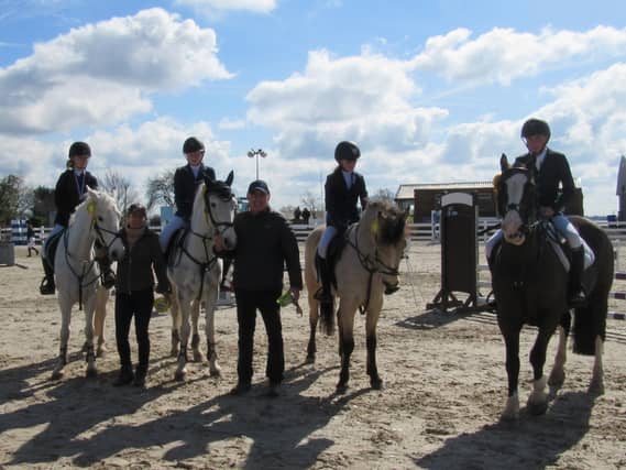 Moyne Community School equestrian team members Charlotte Doyle, Katie McGrath, Marta Miney and John Miney