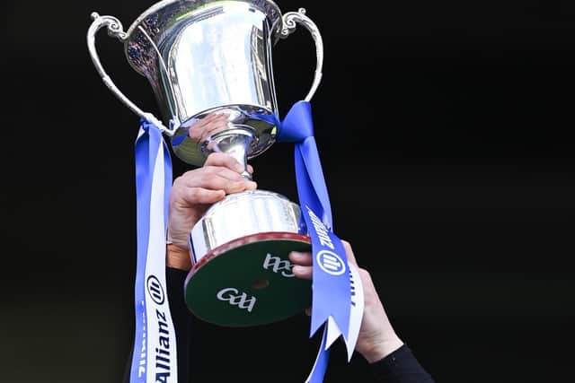They first went close inside the opening minute when Mark Russell was denied by Conor Moynagh's tackle, before the same player gave Cavan the lead, a score that was answered by Conor Sweeney's free. In the seventh minute Mikey O'Shea, when released by Conor Kennedy's final pass, hooked a shot over the bar when he had a sight of goal.