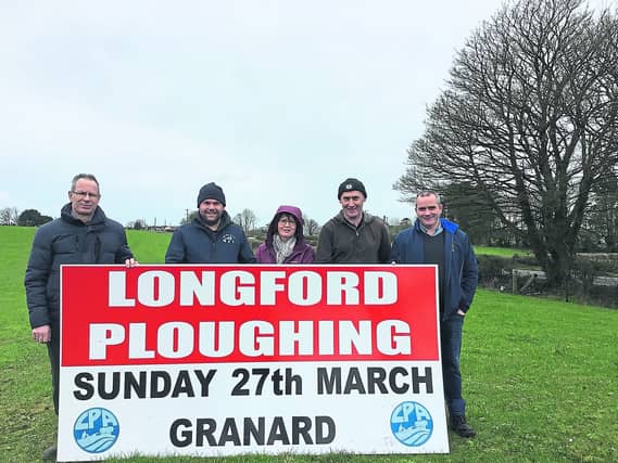 John Kiernan (host farmer), John Maye (exhibition manager), Helen Kiernan (host), Declan McCormack (Longford Ploughing Association) and Mel McKenna (treasurer LPA)