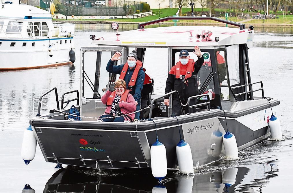 Samantha Thomsen from Longford town enjoying her trip across Lough Ree on the  award winning Lough Ree Access for All specialised passenger boat