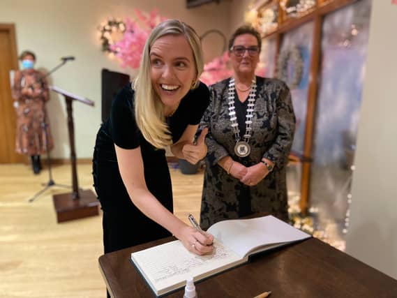 Award-winning filmmaker and journalist Shaunagh Connaire who received the Freedom of County Longford on Friday with Counci Cathaoirleach Cllr Peggy Nolan Picture: Twitter Shaunagh Connaire @shaunagh